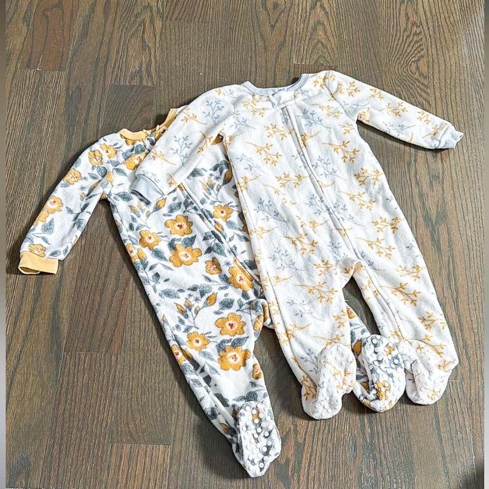 Jessica Simpson Floral Fleece One Piece Set - Yellow and Gray